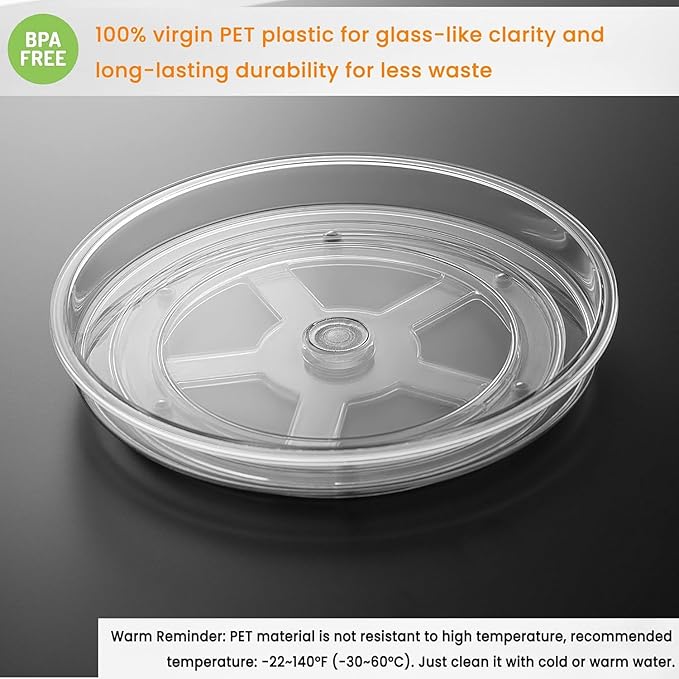 vacane 9 Inch Lazy Susan Organizer Non-Skid, Plastic Lazy Susan Turntable for Cabinet Rotating Pantry Lazy Susan Cabinet Organizer, Storage Containers for Kitchen, Refrigerator Countertop