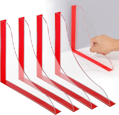 4-Pack Clear Acrylic Shower Splash Guards – Self-Adhesive Waterproof Corner Guards for Bathtub, Kitchen, or Sink (8.67” x 7.56”)