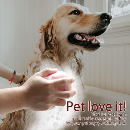 Pet Bath Brush Dog Baths Brush Shampoo Dispenser Soft Silicone Dog Bathing Brushes Dogs Shampoo Brushes scrubbers for Cats and Dogs Shower Brush Grooming (Pink)