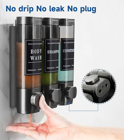 Shower Soap Dispenser Wall Mounted No Drill Shampoo Dispenser for Shower Wall Shampoo and Conditioner Dispenser Bathroom Hotel 3 * 300ml Gungray with Labels