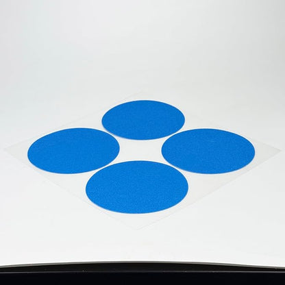 S&X 24 Pcs Non Slip Shower Stickers (Large 4" Round), Blue Anti Slip Grip Decals, High Traction Bathtub Dots, Durable Grit Stickers for Kids & Family Safety with Scraper
