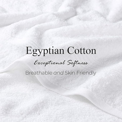 Superior Egyptian Cotton Bath Towel Set, Home Bathroom Towels, Master, Guest Bath, Decor Essentials, Quick Dry, Absorbent, Large Body Towels, Spa, Hotel, Resort, Adult, Kids, Set of 2, White