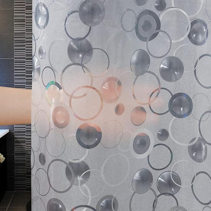 AooHome Plastic Narrow Shower Curtain Liner - EVA 3D Circle Pattern Design Bathroom Shower Curtain with Hooks, Bottom Magnets, 10G Heavy Duty, Water Repellent, Semi Transparent, 54x72 Inch