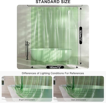 AmazerBath Heavy Duty Shower Curtain and Liner 2-in-1, 100% EVA Luxury Soft Clear Mint Green Shower Curtain Liner, 72x72 Plastic Weighted Shower Curtain, 12 Rustproof Grommets & 3 Heavyweight Stones