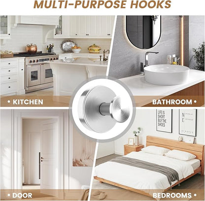 BKV Suction Cup Hooks for Glass Window,Removable Shower Hooks for Inside Shower,Metal Towel Hooks for Bathrooms,2 Pack(Silver)
