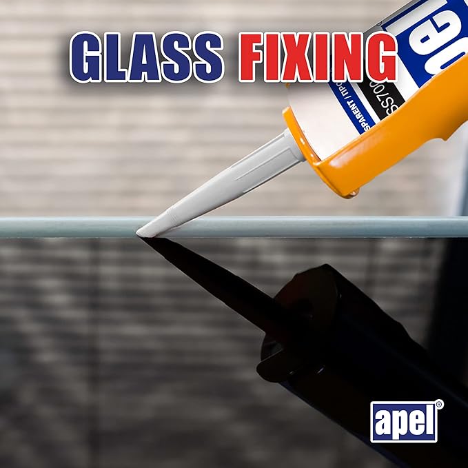 apel All Purpose Clear Silicone Sealant Waterproof (12 x 10.5 fl.oz.), 100% Silicone Caulk, Weatherproof & Flexible Adhesive Sealant for Indoor and Outdoor Use, Transparent - 12 Pack