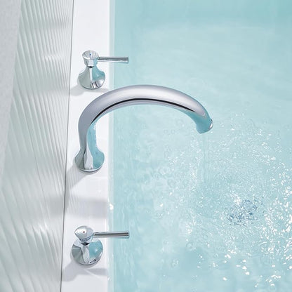 Roman Tub Faucet Deck Mount Tub Filler 2 Handles Polished Chrome Bathtub Faucet Brass Bathroom Faucet