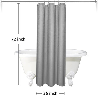 LaCyan 3 in 1 Waterproof Waffle Weave Shower Curtain and Clear Liner Set with 12 Stainless Steel Hooks Double Sided for Bathroom 72 Inches Heavy Duty Polyester Fabric Shower Curtains 36x72