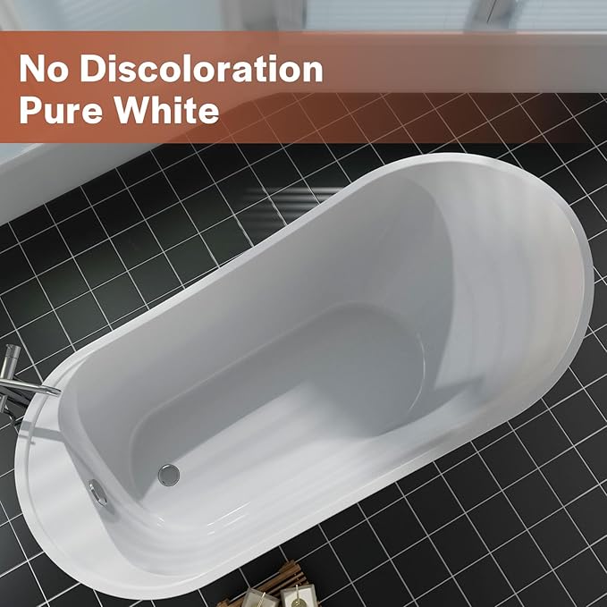 Empava 67 Inch Freestanding Bathtub, Luxury Acrylic Soaking Tub, Modern Stand Alone Bathtubs