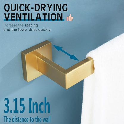 KOKOSIRI Bath Towel Bar Kitchen Dish Cloths Hanger 16 Inch Hand Towel Holder Stainless Steel Wall Mounted, Brushed Gold, B4003BG-L16