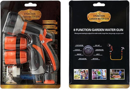Hose Nozzle - Water Spray Attachment, 8 Adjustable Watering Patterns with Comfortable Grip, Durable Design with Easy Use, Garden and Car Accessory for Washing Vehicles, Showering Pets