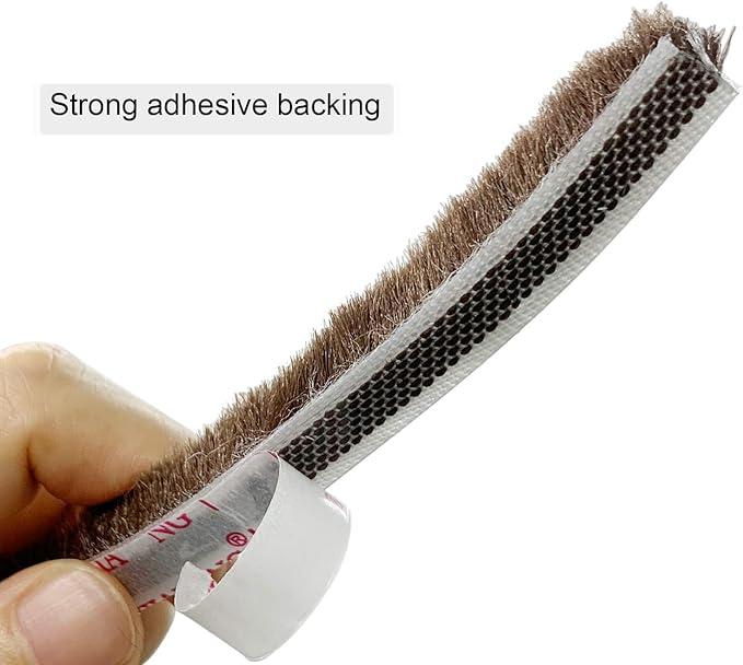 TORRAMI Felt Pile Weather Stripping Brush Strip for Window and Door Seal 11/32 inch x 11/32 inch x 16 ft,Strong Adhesive Backing Door Felt Strip for Sealing Insulation, Brown