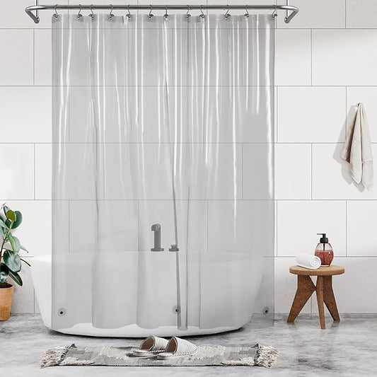 Barossa Design Clear Black Long Shower Curtain Liner 78" Height - 3 Magnets & Waterproof Lightweight PEVA Shower Liner for Bath Tub, PVC Free, Metal Grommets, Clear Black, 72x78