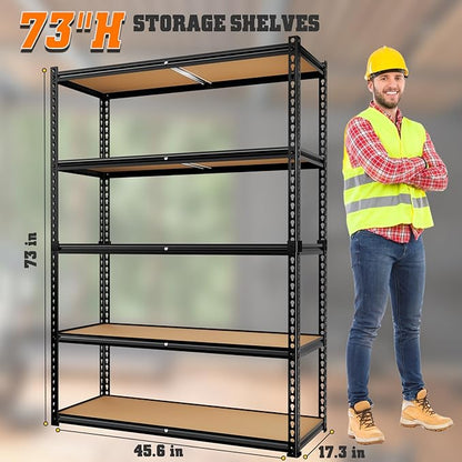 LEVELEVE 5-Tier Heavy Duty Storage Shelving Unit, 2000 lbs Capacity, Adjustable Metal Utility Shelf, 48" L x 18" W x 73" H for Garage, Kitchen, Pantry, Basement, Bathroom, Laundry,2 Pack