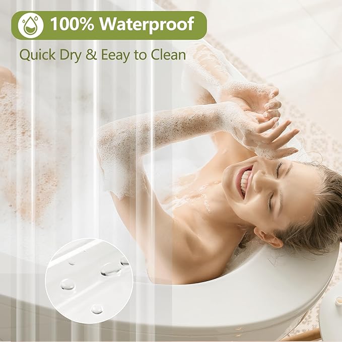 PEVA Clear Short Shower Curtain Liner 60 x 66 inch, Transparent Shower Liner Weighted with 3 Large Magnets, Bpa-Free Waterproof Plastic Shower Curtain for Bathroom