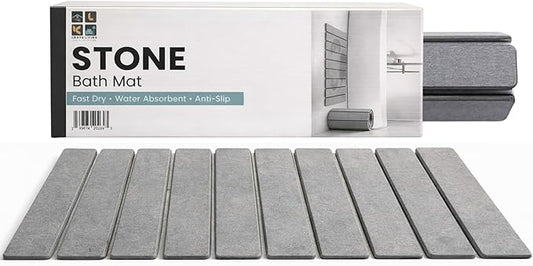 Foldable Stone Bath Mat – Premium Diatomaceous Earth Quick Dry Bathroom Mat, Water Absorbing, Non-Slip Stone Mat for Modern Bathrooms