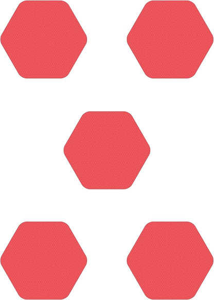 Kahuna Grip Bathtub Bath and Shower 5¼" Hexagon Non-Slip Traction Treads (Red)