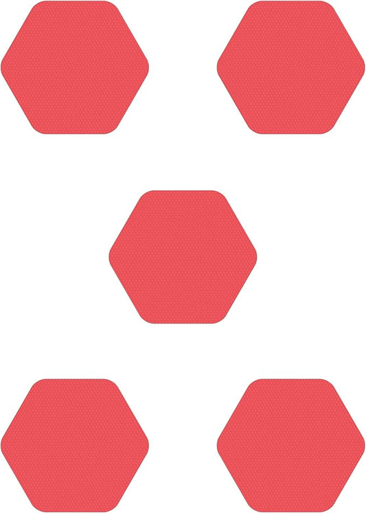 Kahuna Grip Bathtub Bath and Shower 5¼" Hexagon Non-Slip Traction Treads (Red)