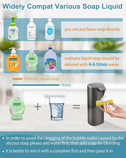 Soap Dispenser, Automatic Foaming Soap Dispenser with 4 Adjustable Volume Control, Touchless Rechargeable Hands Free Auto Soap Pump for Kitchen, Bathroom, Hotel, Restaurant,13.5oz/ 400ml