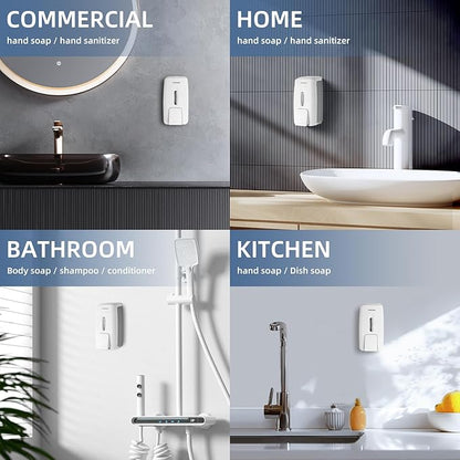 Soap Dispenser Wall Mount 28oz Commercial Hand Soap Dispenser for Bathroom Liquid Gel Hand Sanitizer Dispenser No Drilling White