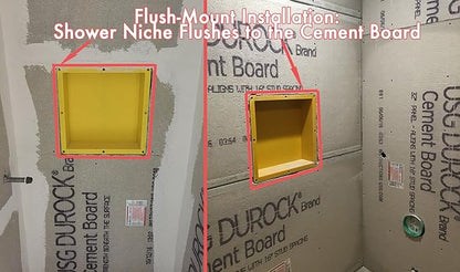 Ready for Tile Waterproof Leak Proof 16" x 20" Bathroom Recessed Shower Niche - Double Bathroom Shelf Organizer Storage for Shampoo & Toiletry Storage - Flush Mount Installation