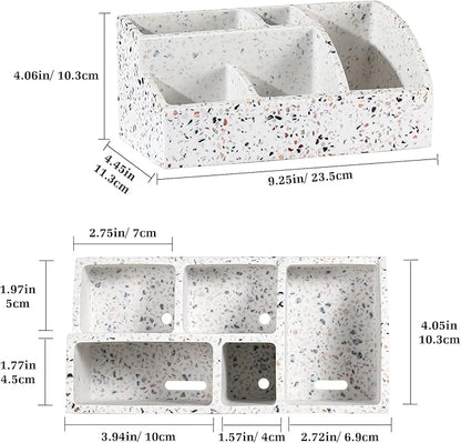 Luxspire Bathroom Counter Organizer, Toothbrush Holder for Bathroom 5 Slot, Large Bathroom Countertop Organizer Storage Bathroom Accessories for Toothbrush Toothpaste, Terrazzo