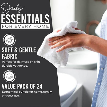 DAN RIVER 24 Pack Wash Cloths for Showering [12x12] - 100% Cotton Washcloths Premium Quality Flannel Face Cloths for Bathroom, Highly Absorbent and Soft Feel Wash Clothes, Charcoal