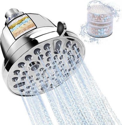 Filtered Shower Head | Shower Filter for Hard Water | Reduces Impurities | Stops Hair Loss, Soothes Dry Skin & Scalp - Chrome