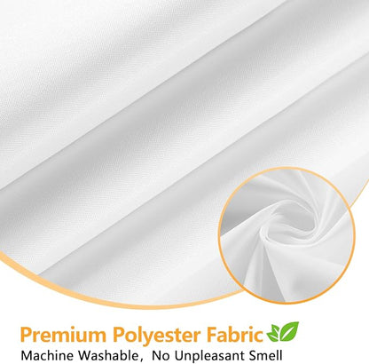Waterproof Fabric Short Shower Curtain Liner with 3 Weighted Magnets, 60 x 66 inch Washable Cloth Shower Liner Samll for Walkin Tub, White Bathroom Shower Curtain for RV Camper