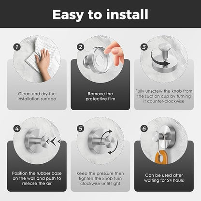 Shower Hooks for Inside Shower,Suction Cup Hooks for Glass Window,Removable Towel Hooks for Bathrooms,2 Packs(Silver)