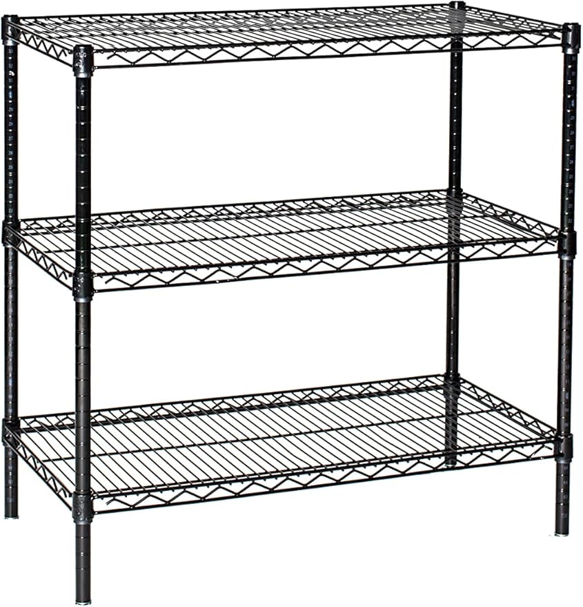 Omega 21" Deep x 30" Wide x 36" High 3 Tier Black Starter Shelving Unit