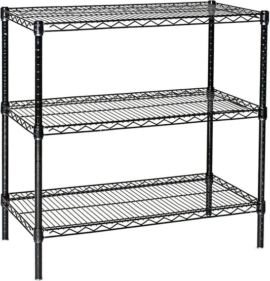 Omega 24" Deep x 42" Wide x 36" High 3 Tier Black Starter Shelving Unit