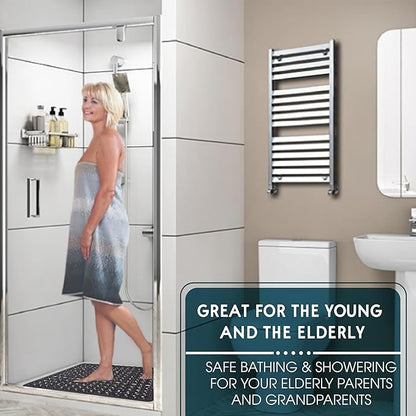 ENKOSI Square Anti Slip Shower Mat - 21x21 Clear Purple, Ideal for Elderly - No Slip, Nonslip