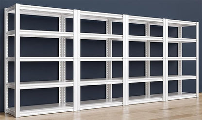 Raybee Garage Shelving Heavy Duty 2000LBS Storage Shelves 5 Tier Metal Shelving Unit White Metal Shelves Pantry Shelf for Kitchen Closet Basement Warehouse 4 Pack