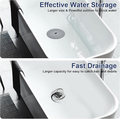 TRAPMATE Tub Stopper, Reversible Bathtub Drain Hair Catcher & Stopper, Ultra Revolutionary Bath Tub Drain Protector, Stainless Steel Hair Catcher & Silicone Stopper, 4.4" Drain Cover for Shower, Bath