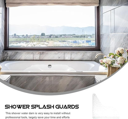 2pcs Acrylic Shower Splash Guards Floor Water Barrier Tub Corner Protector Splash Blocker for Walk-in Shower and Bathtub Easy Installation