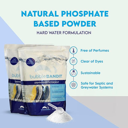 Dishwasher Powder Detergent with Phosphate(Pack of 2). The Best Dishwasher Detergent for Spotless Dishes in Hard Water! ALL-IN-ONE (Soak, Wash & Rinse),(7.5 lbs.)