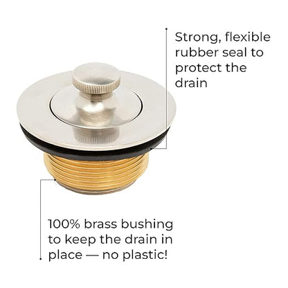 Dorence Lift and Turn Bathtub Tub Drain Assembly, Conversion Kit, Trim Waste and Single Hole Overflow Face Plate, All Brass Construction