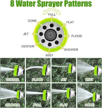Dog Washing Hose Attachment, 8-in-1 Sprayer Mode Garden Hose Nozzle with Pet Bathing Brush and 100cc Soap Dispenser Bottle, Adopted in Watering Flowers, Car Wash, Dog and Horse Showering (Green)