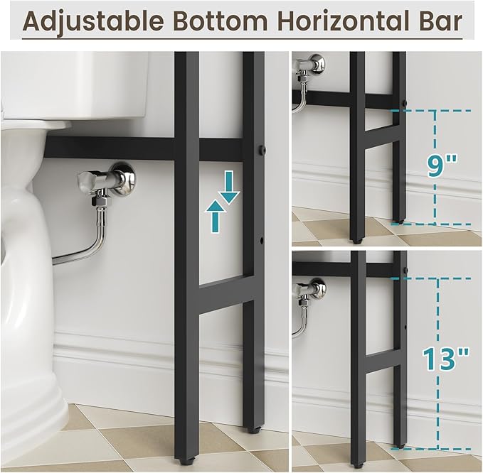 Over The Toilet Storage Cabinet, Bathroom Organizer Over Toilet with Double Doors and Soft Hinges Above Toilet Bathroom Storage Shelf Over The Toilet Storage (Gray)