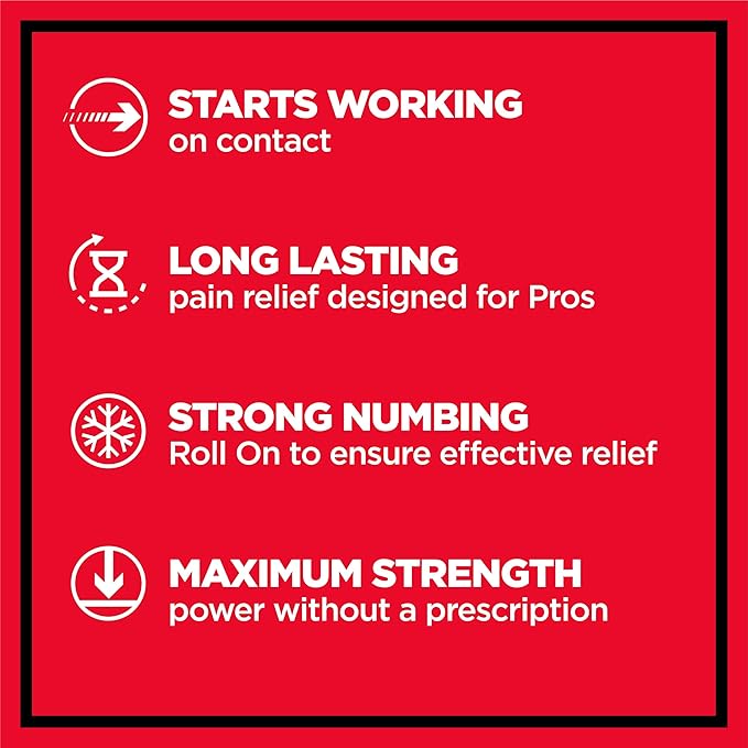 ABSORBINE JR. Pro Maximum-Strength Lidocaine Roll-On, Fast-Acting Nerve, Joint, & Muscle Pain Relief, No-Mess, Non-Greasy Formula, 4% Lidocaine with Phenol, 2.5 oz, (Pack of 1)
