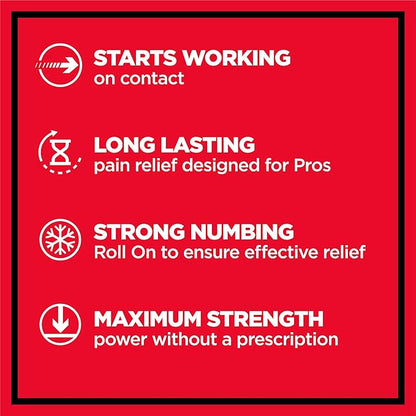 ABSORBINE JR. Pro Maximum-Strength Lidocaine Roll-On, Fast-Acting Nerve, Joint, & Muscle Pain Relief, No-Mess, Non-Greasy Formula, 4% Lidocaine with Phenol, 2.5 oz, (Pack of 1)