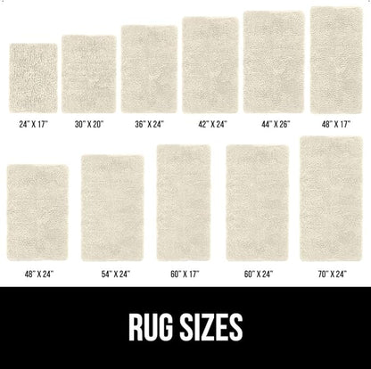 GORILLA GRIP Bath Rug Mat 48x24, Thick Absorbent Chenille, Quick Dry Microfiber Mats, Rubber Backing Washable Shower Floor Rugs, Bathmat Runner, US Designed Bathroom Home Decor Accessories Dusty Cloud