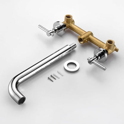sumerain Bathroom Wall Mount Bath Tub Faucet, Extra Long Spout with High Flow, Chrome Finish