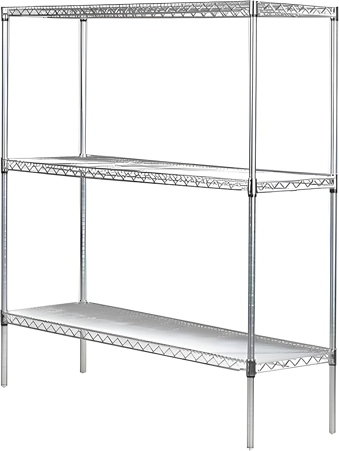 Omega 18" Deep x 48" Wide x 54" High 3 Tier Chrome Starter Shelving Unit