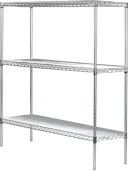 Omega 18" Deep x 48" Wide x 54" High 3 Tier Chrome Starter Shelving Unit