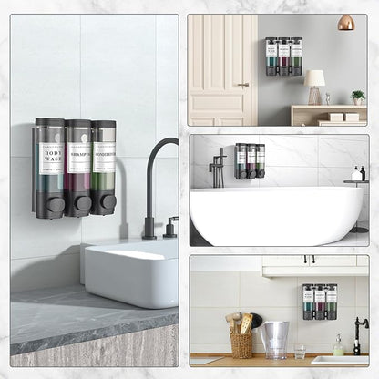 Shower Soap Dispenser Wall Mounted No Drill Shampoo Dispenser for Shower Wall Shampoo and Conditioner Dispenser Bathroom Hotel 3 * 300ml Black3 Self