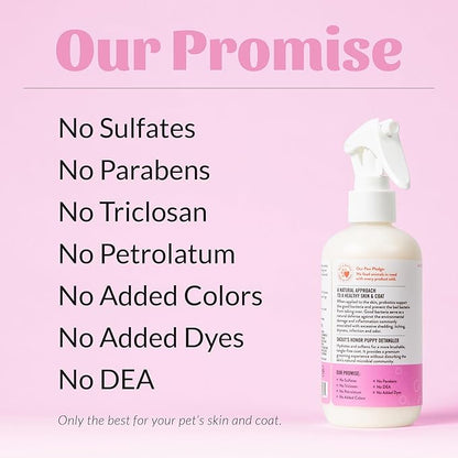 Skout's Honor Probiotic Pet Detangler Spray - Hydrating & Conditioning with Avocado Oil, 97% Natural, Paraben & Sulfate-Free, softens for a More brushable Coat, Daily Use, 8oz, Happy Puppy