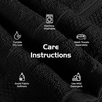 RIVERSIDE 12 Pack Premium 100% Cotton Face Washcloths, 550 GSM, 12 x 12 Inches, Soft, Absorbent Towels for Body & Shower, Bathroom Wash Clothes, Durable Face Towels Set for Spa, Gym, Black