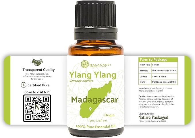 Ylang Ylang Essential Oil - Direct from Malagassi Essential Oils Madagascar - Steam Distilled - Aceite de Ylang Ylang for Aromatherapy, Diffuser, DIY Candle and Soap Making - 2lbs